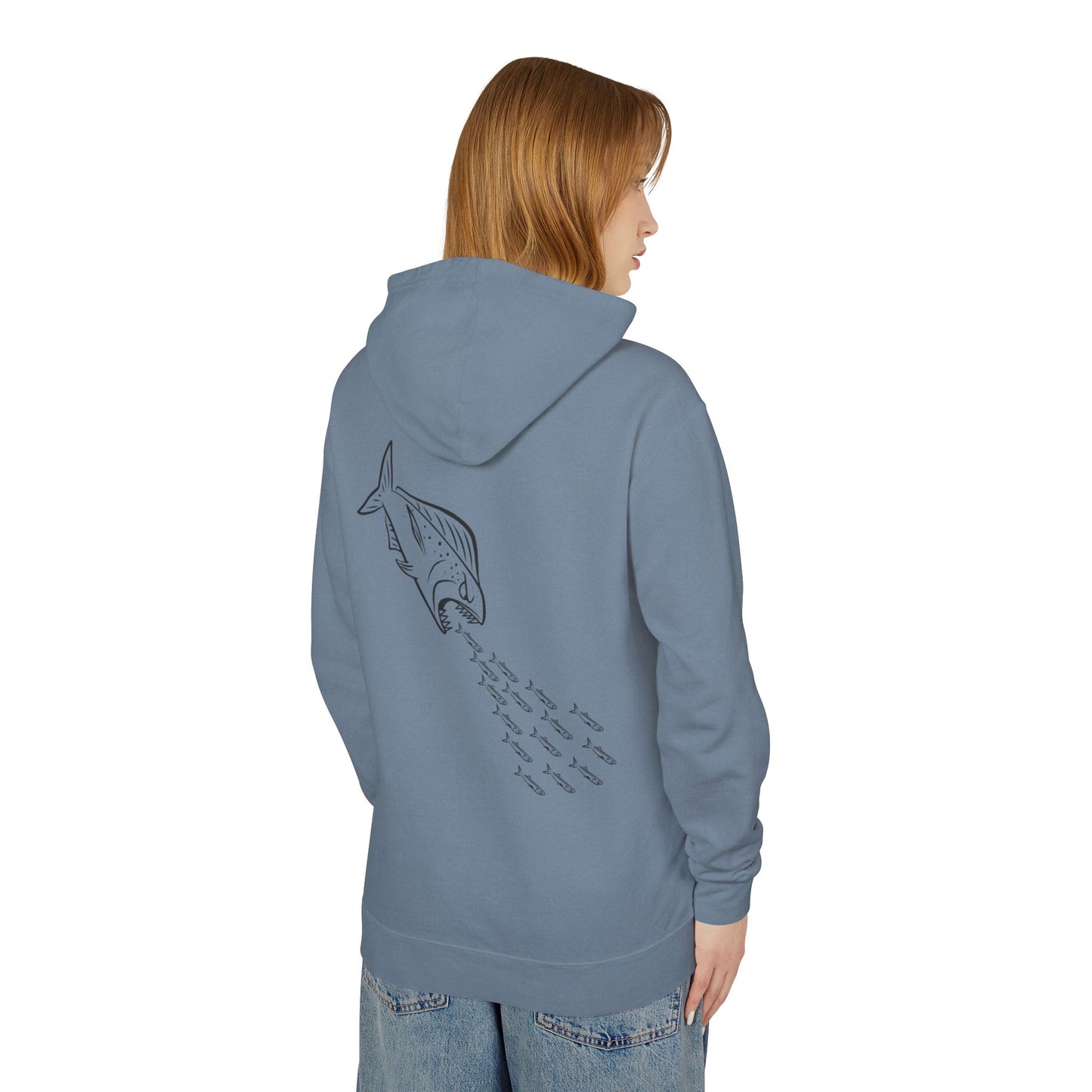 BMR Fishing Hoodie — Retro Script Front & Back Big Fish Graphic