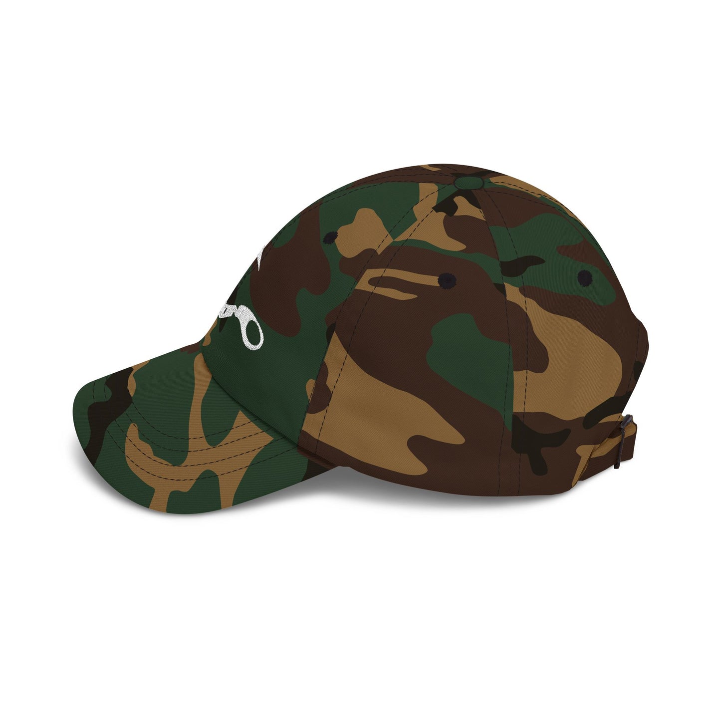 Camo Dad Cap with Distressed Fishing Hook Logo — Classic Outdoor Hat