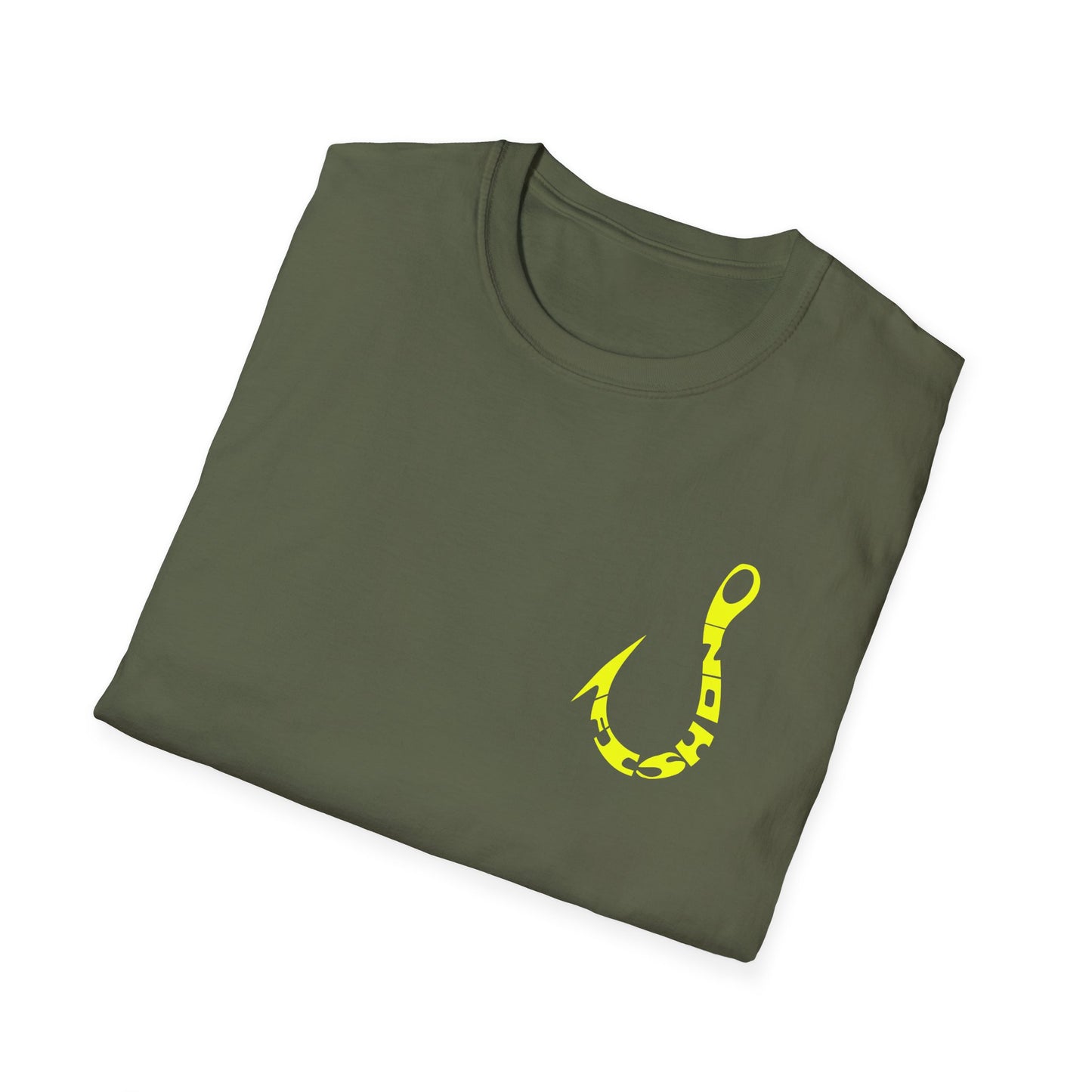 Fishing Hook Graphic T-Shirt — Neon Yellow Angler Tee