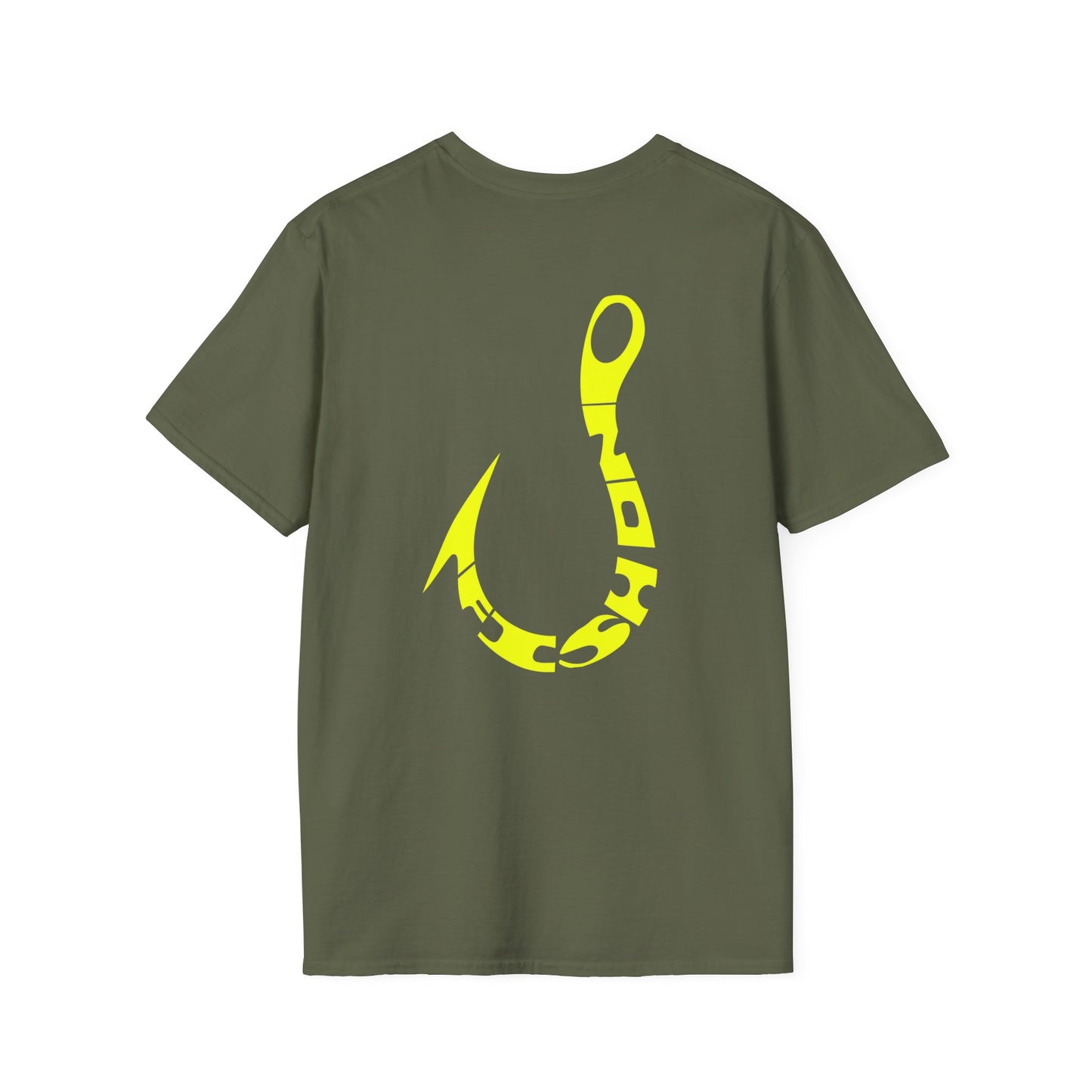 Fishing Hook Graphic T-Shirt — Neon Yellow Angler Tee