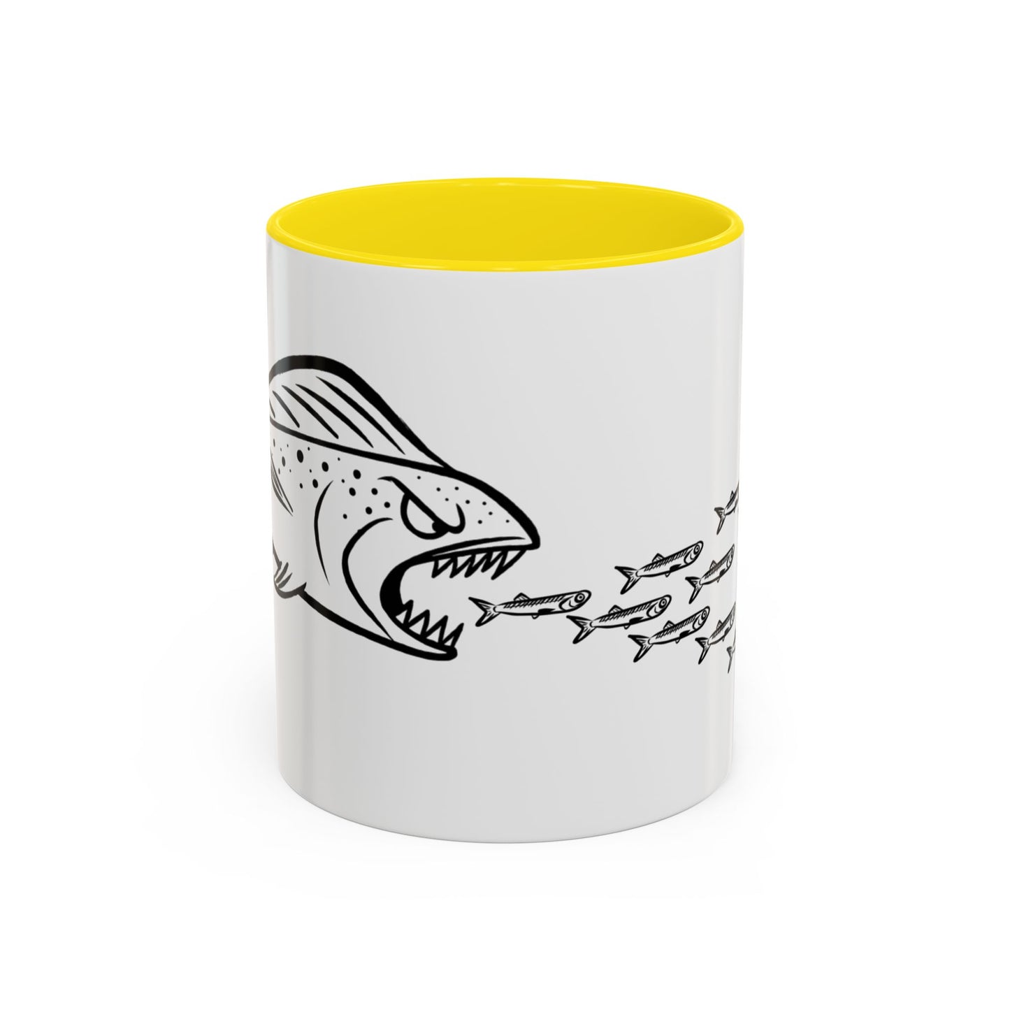 Predator & Prey Coffee Mug — Fish School Design Accent Mug (11/15oz)