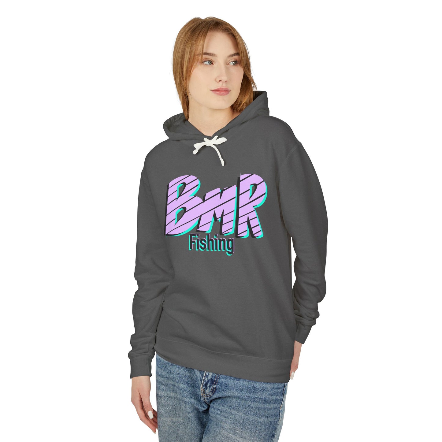 BMR Fishing Hoodie — Retro Script Front & Back Big Fish Graphic