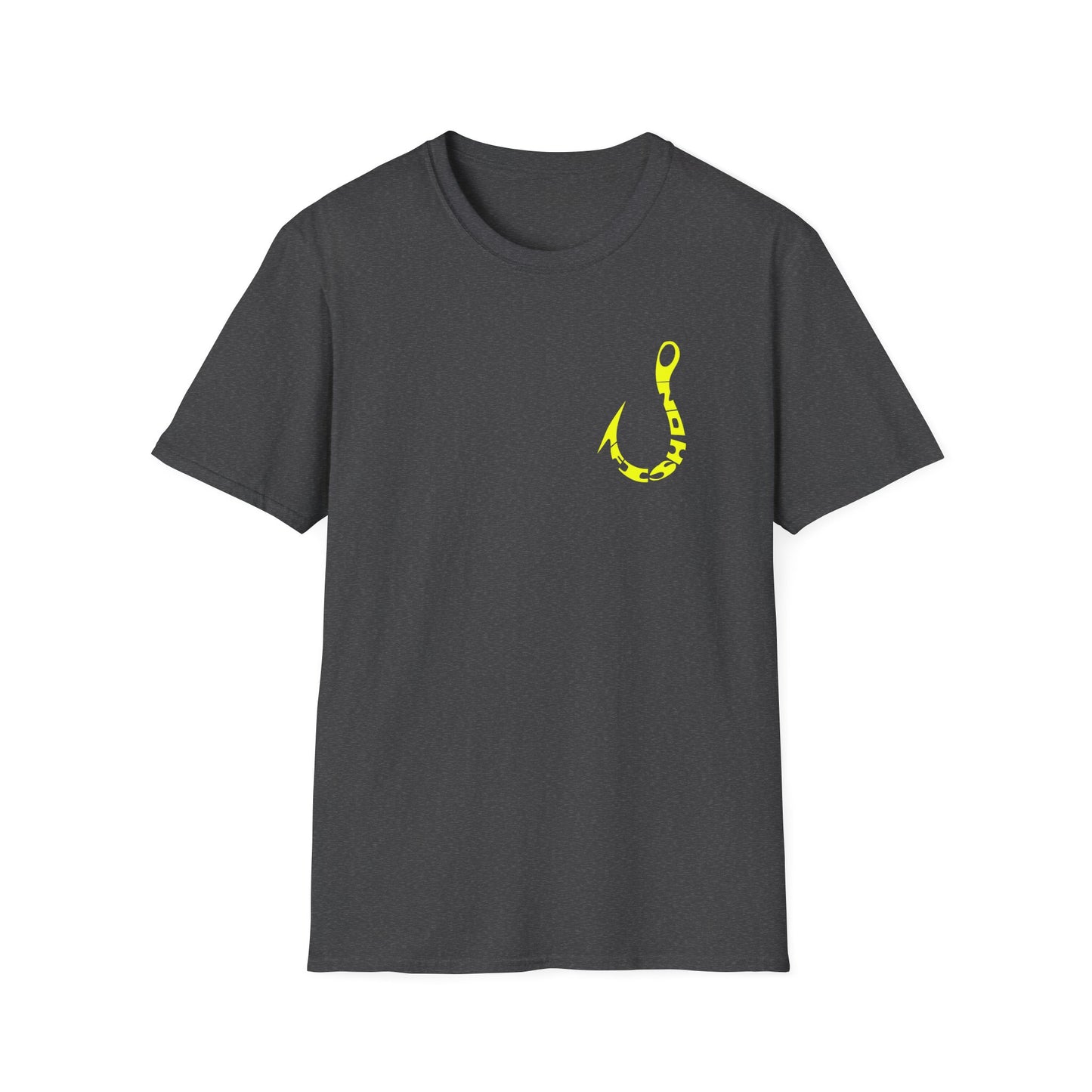 Fishing Hook Graphic T-Shirt — Neon Yellow Angler Tee