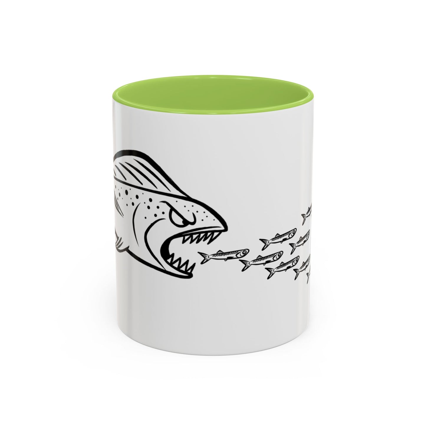 Predator & Prey Coffee Mug — Fish School Design Accent Mug (11/15oz)