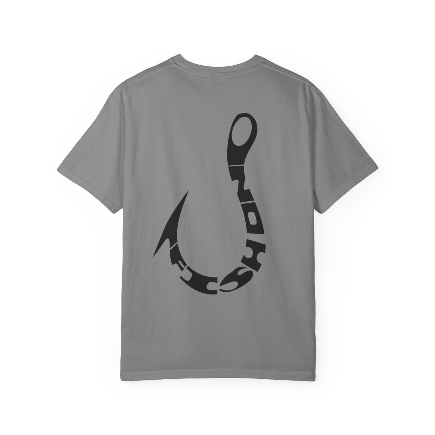 Fishing Hook Graphic T-Shirt — Bold Back Logo & Small Front Pocket Hook