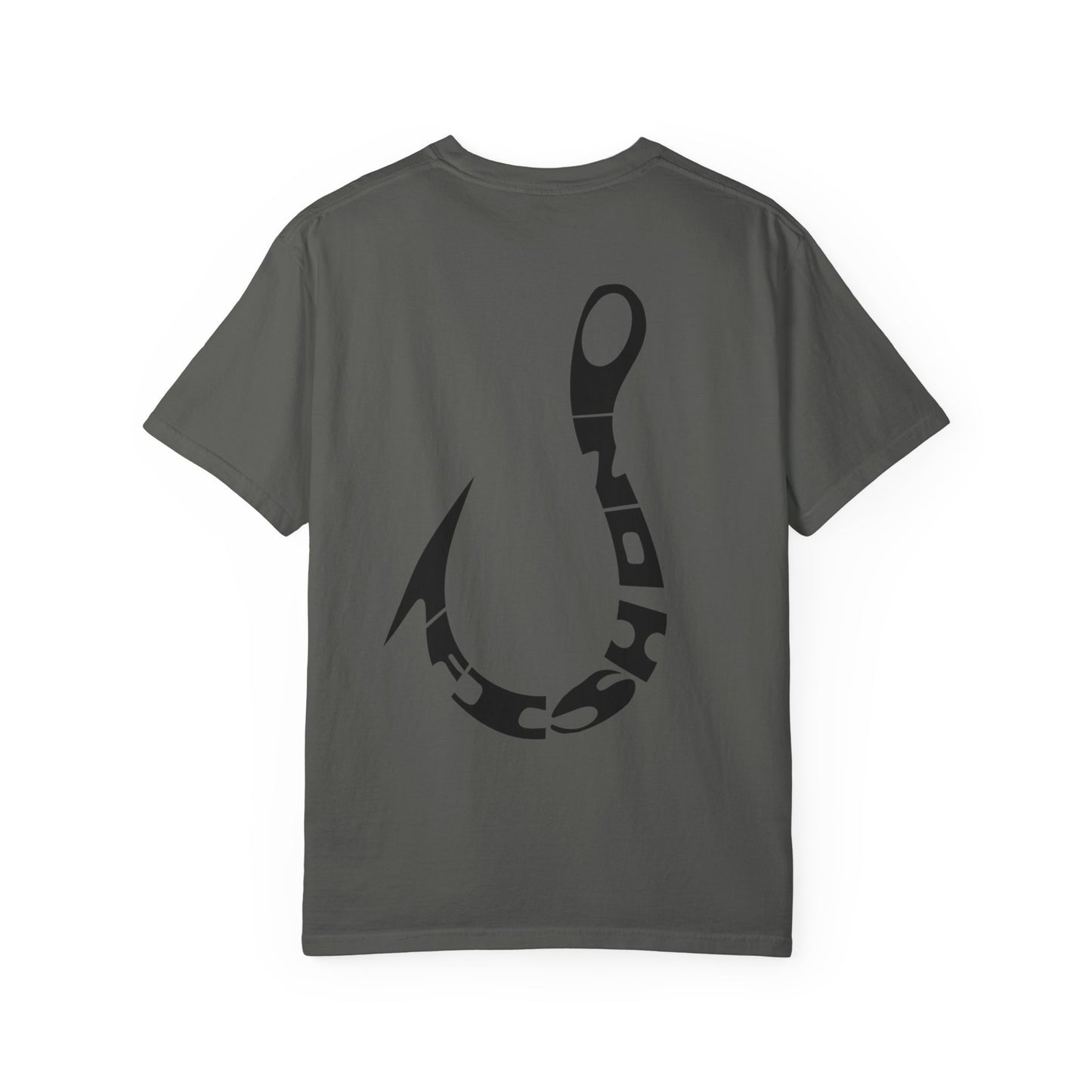 Fishing Hook Graphic T-Shirt — Bold Back Logo & Small Front Pocket Hook