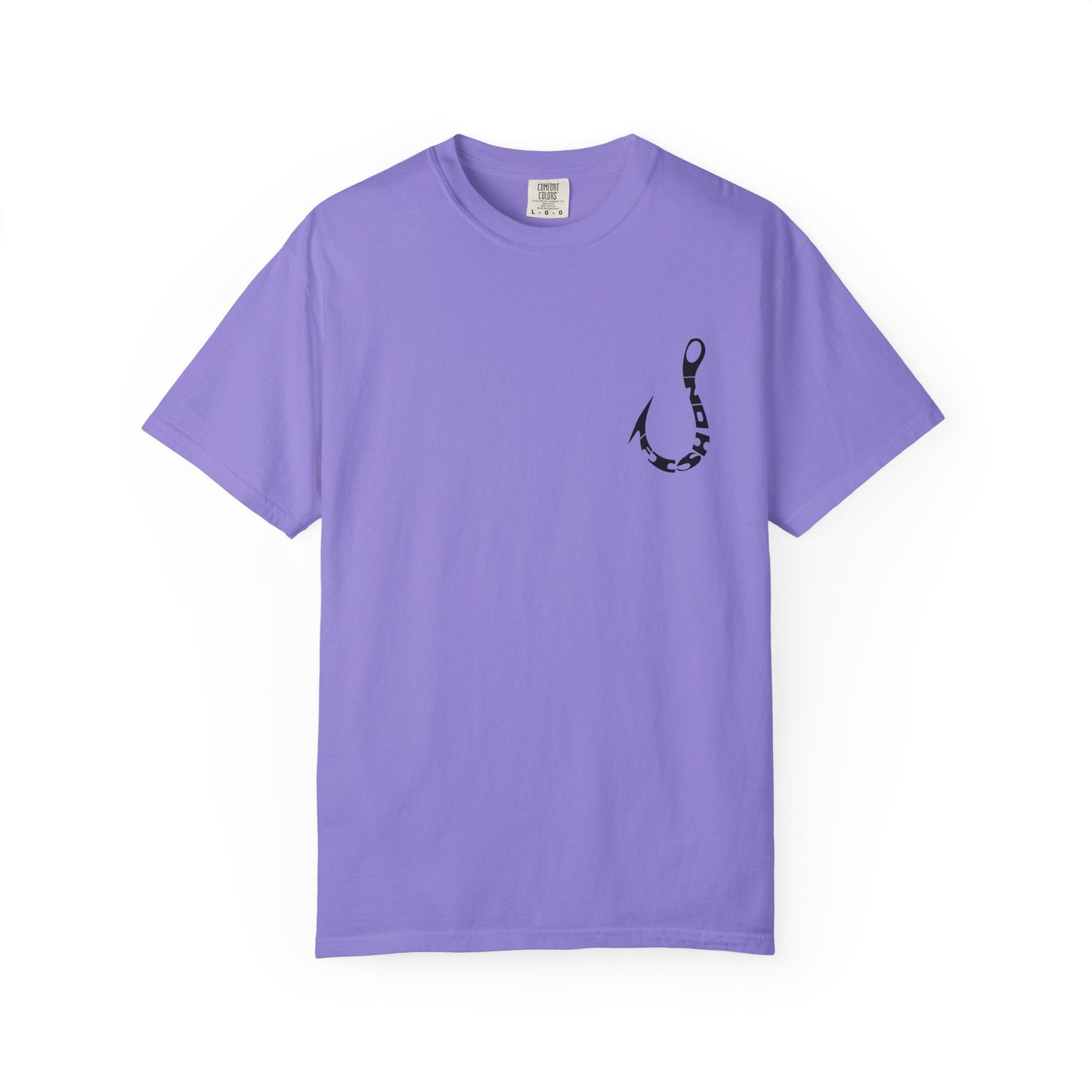 Fishing Hook Graphic T-Shirt — Bold Back Logo & Small Front Pocket Hook