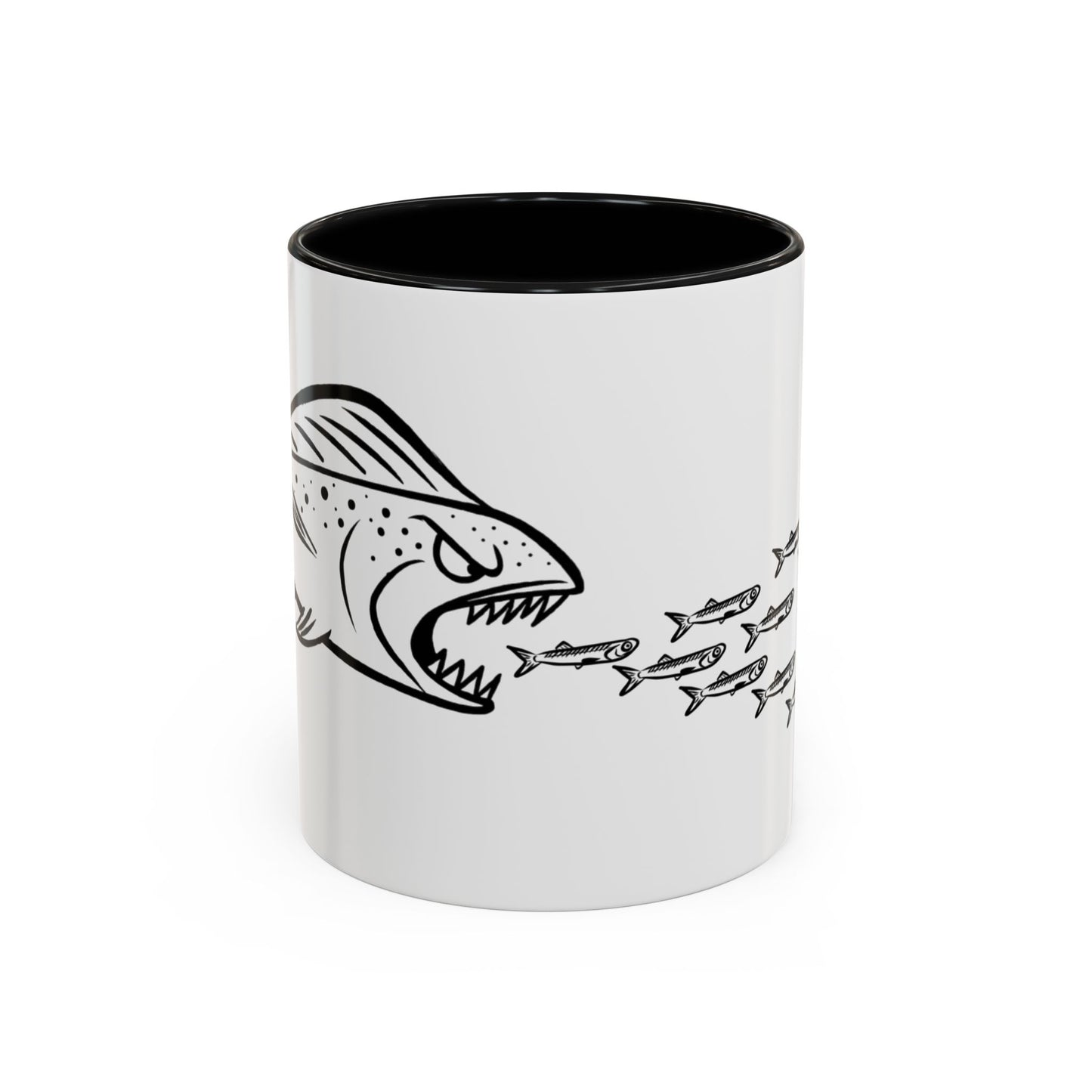 Predator & Prey Coffee Mug — Fish School Design Accent Mug (11/15oz)