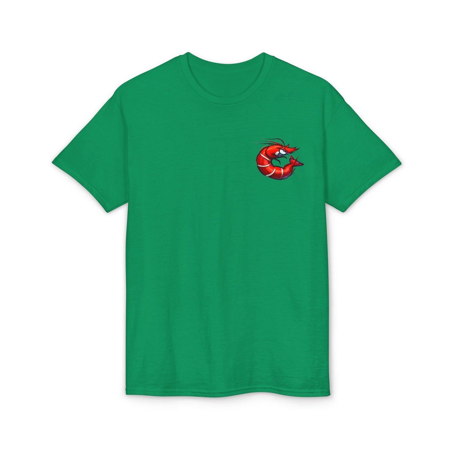 Spicy Shrimp Graphic T-Shirt — Retro Red Prawn Logo Tee