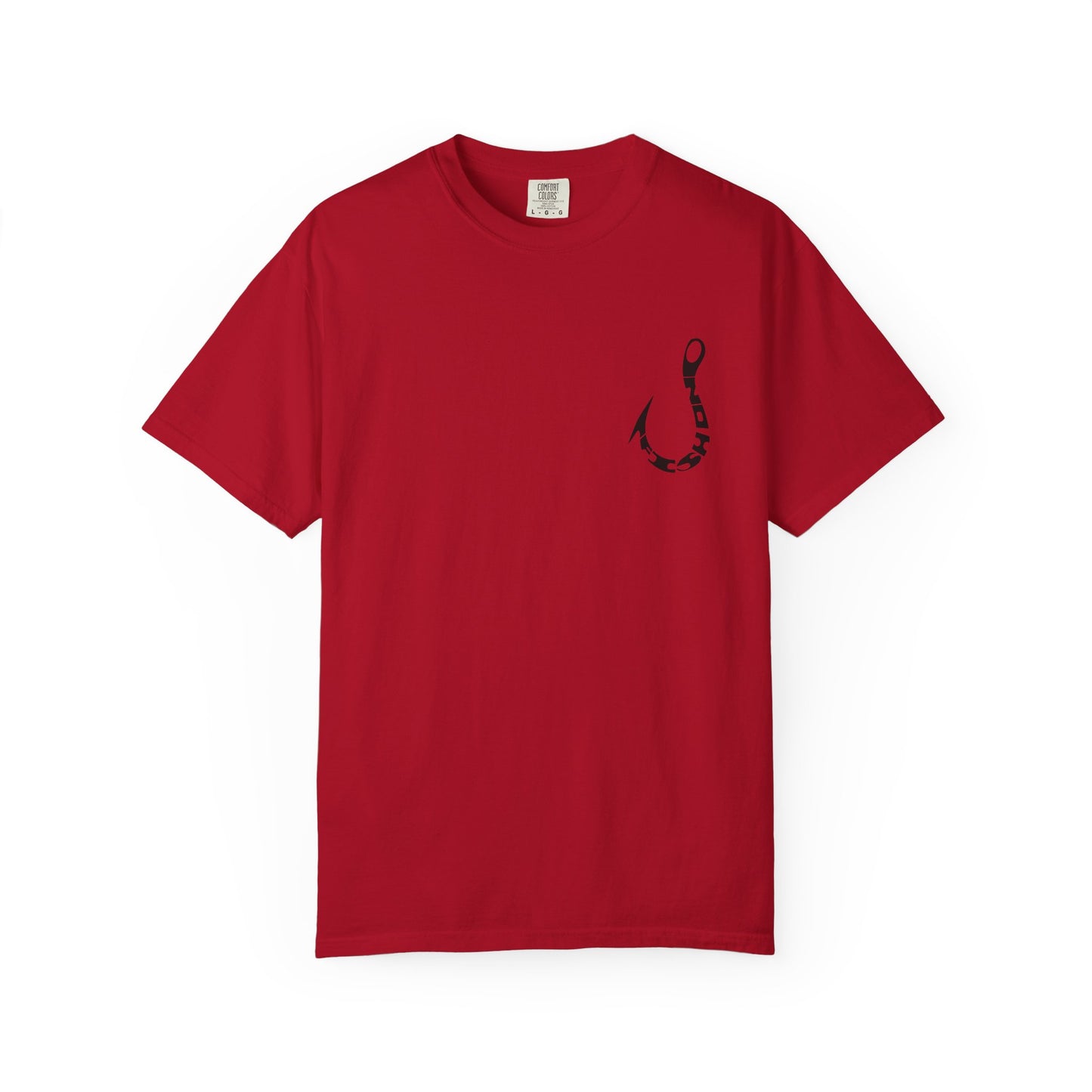 Fishing Hook Graphic T-Shirt — Bold Back Logo & Small Front Pocket Hook