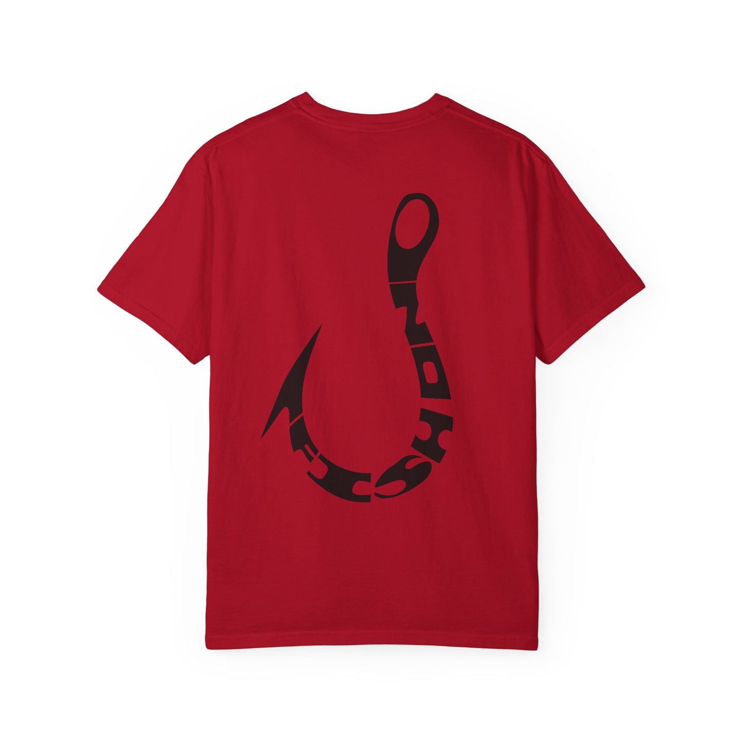 Fishing Hook Graphic T-Shirt — Bold Back Logo & Small Front Pocket Hook