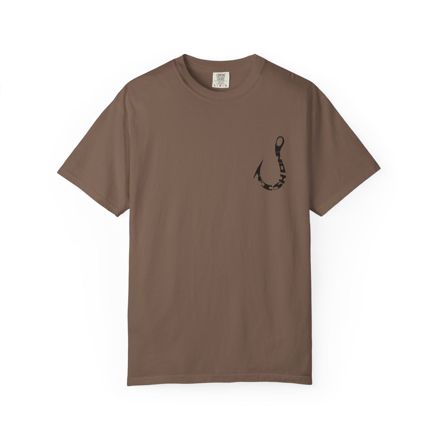 Fishing Hook Graphic T-Shirt — Bold Back Logo & Small Front Pocket Hook