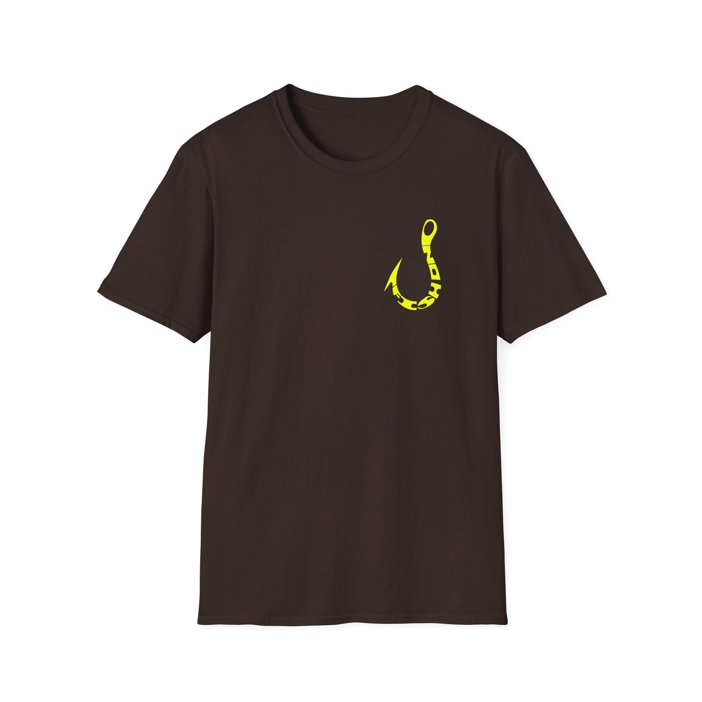 Fishing Hook Graphic T-Shirt — Neon Yellow Angler Tee