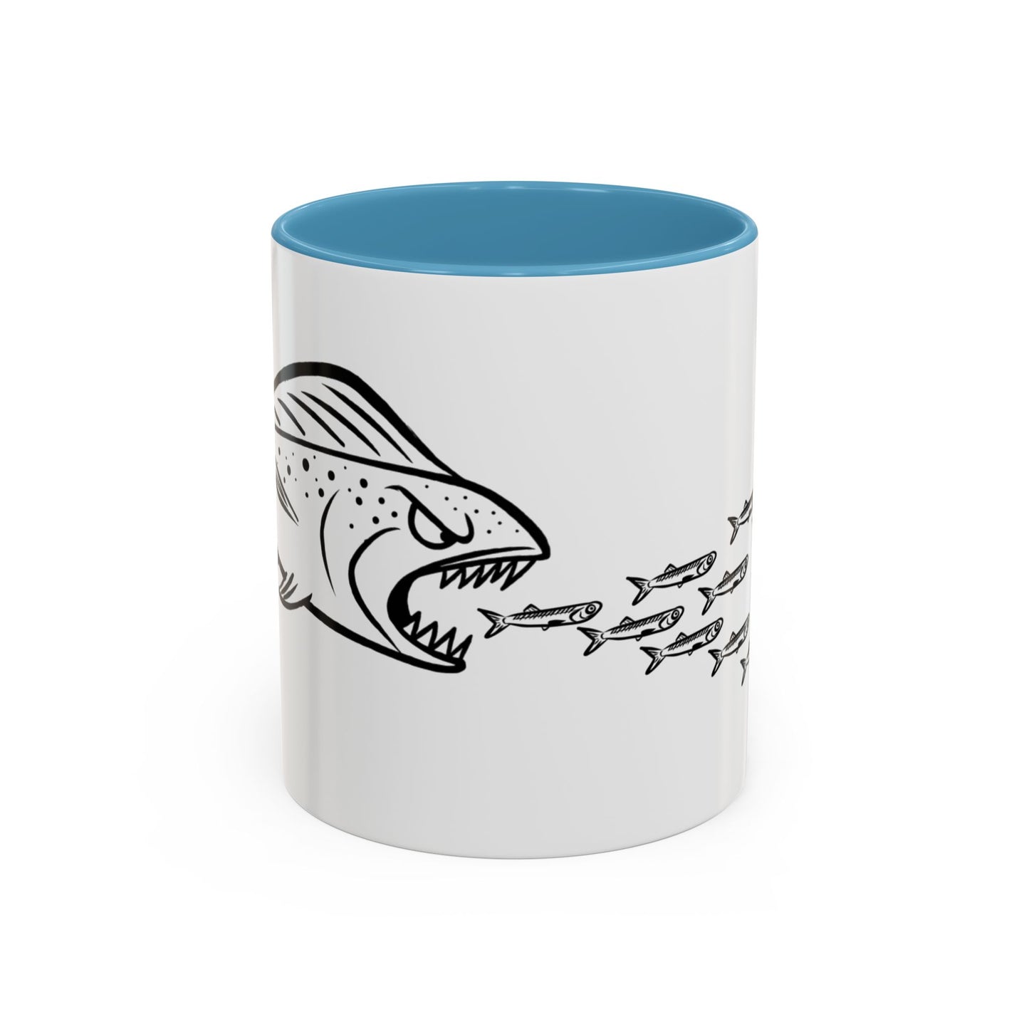 Predator & Prey Coffee Mug — Fish School Design Accent Mug (11/15oz)