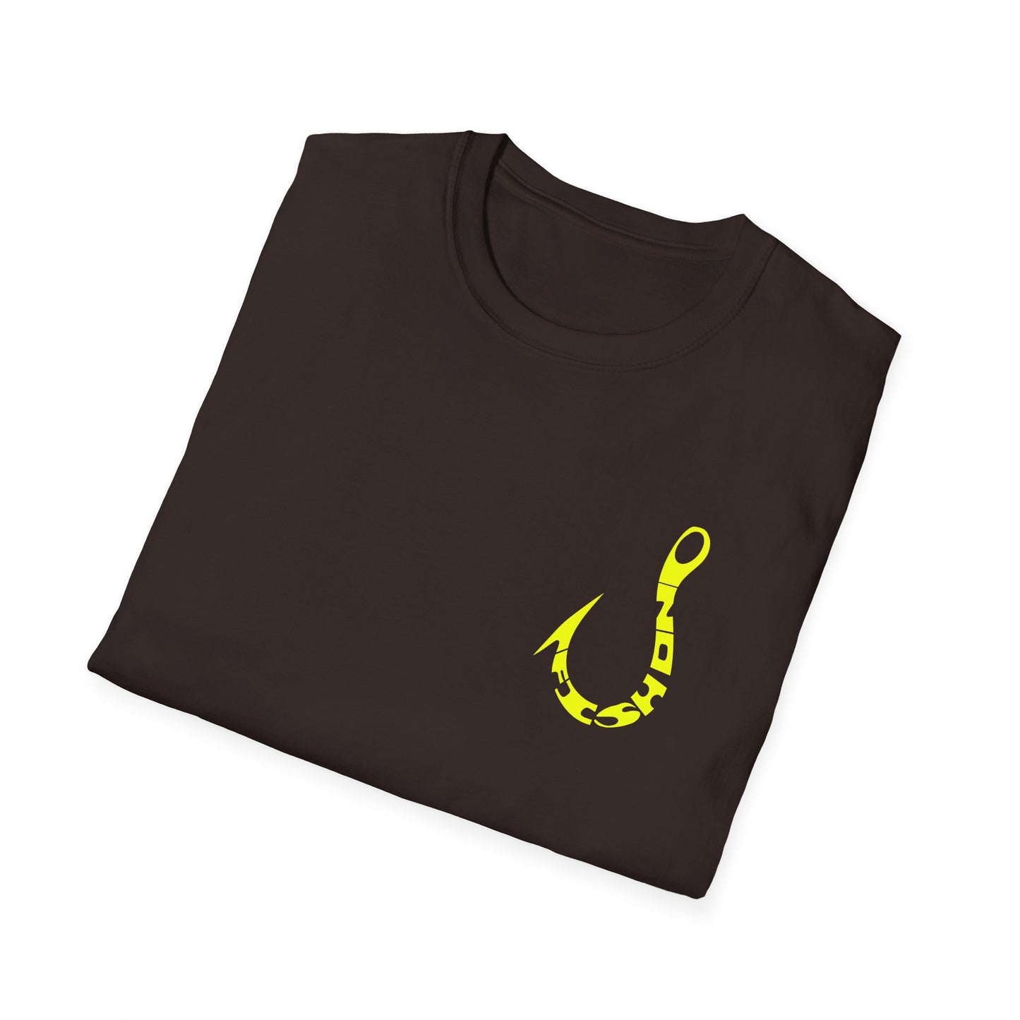Fishing Hook Graphic T-Shirt — Neon Yellow Angler Tee