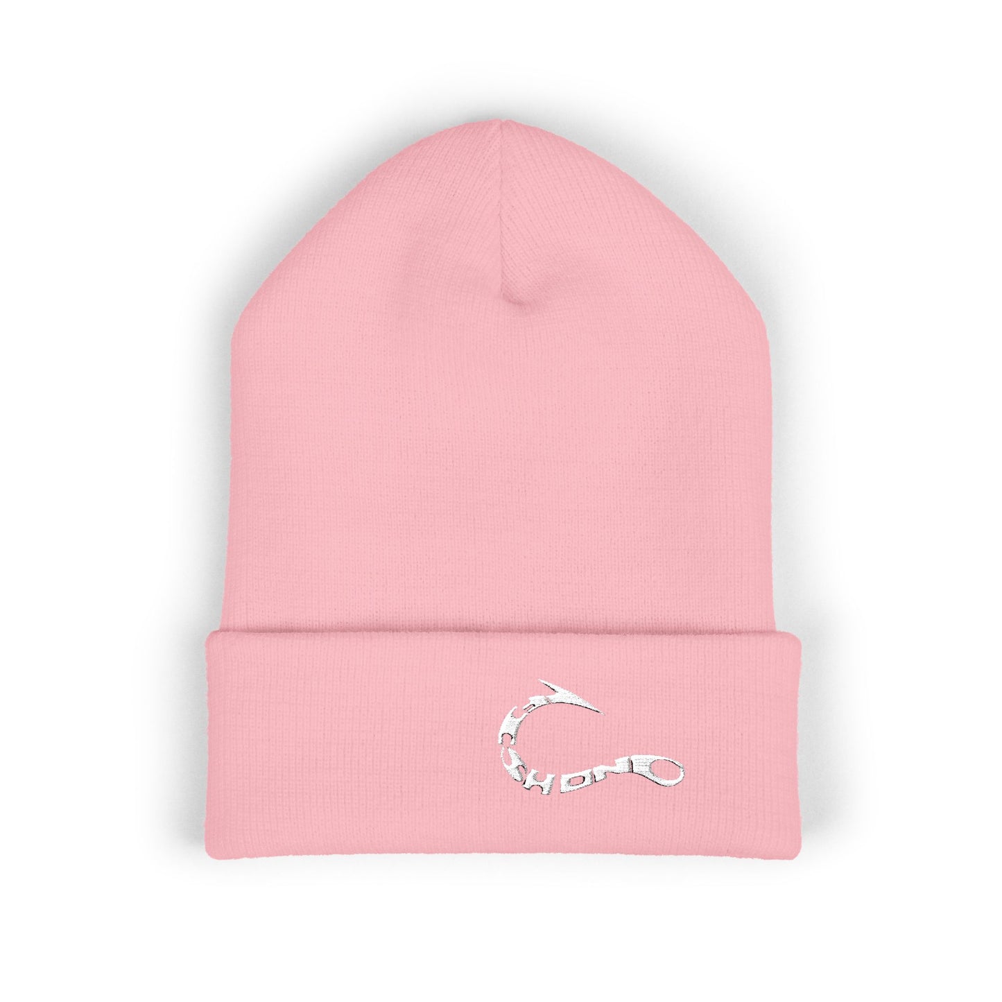 Embroidered Fishing Hook Beanie — Classic Cuffed Knit Hat