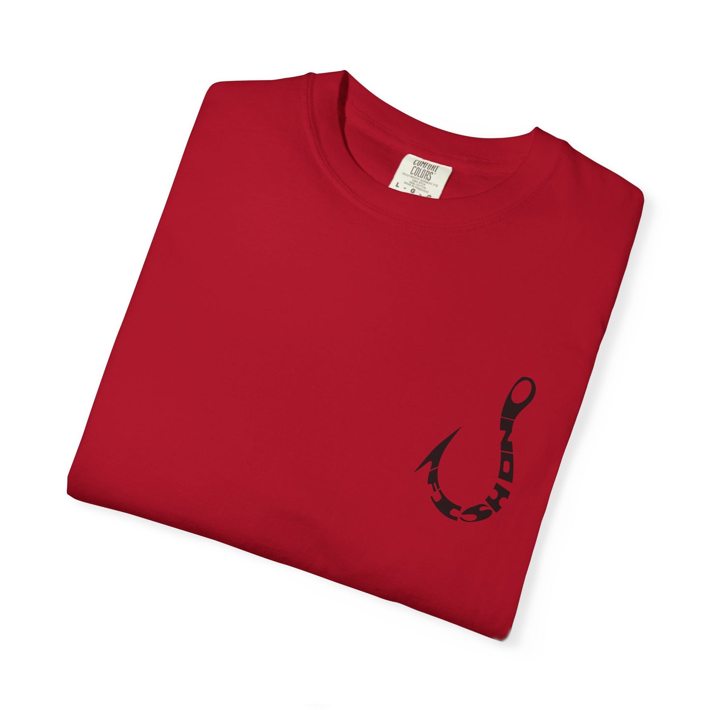 Fishing Hook Graphic T-Shirt — Bold Back Logo & Small Front Pocket Hook