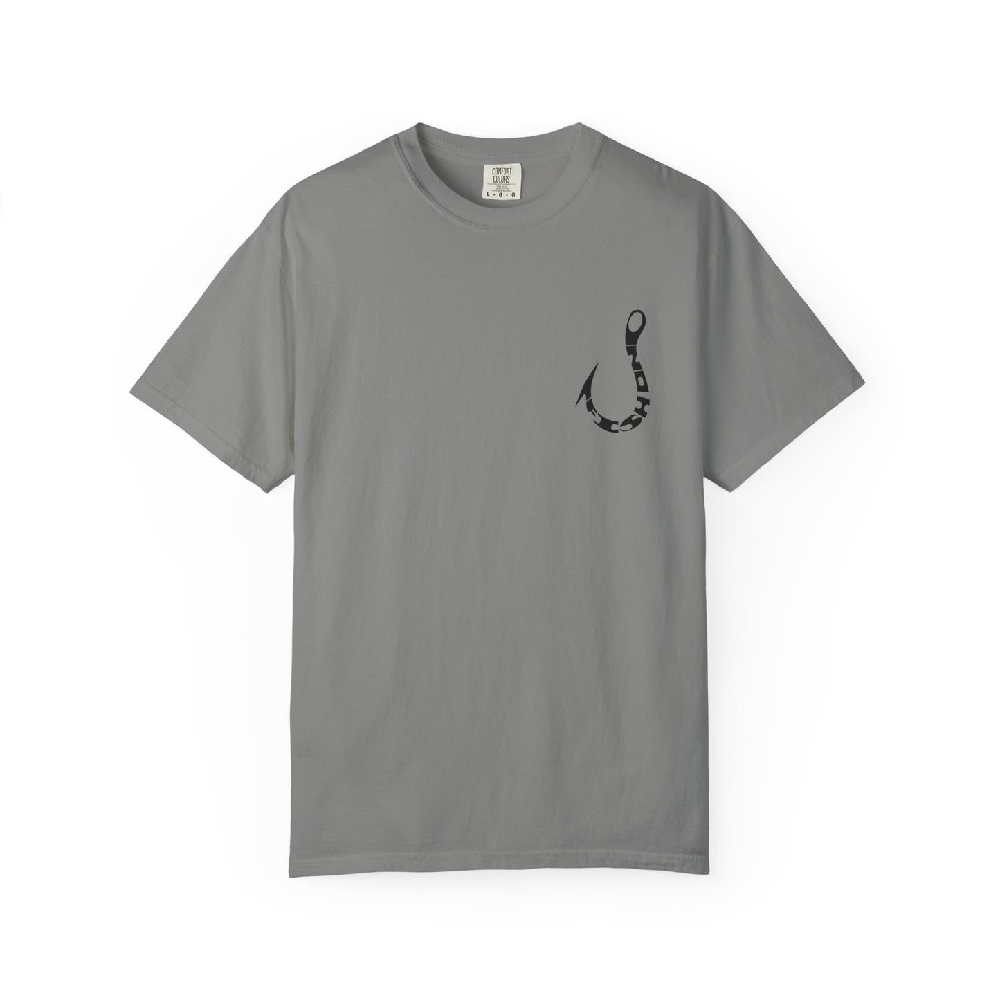 Fishing Hook Graphic T-Shirt — Bold Back Logo & Small Front Pocket Hook