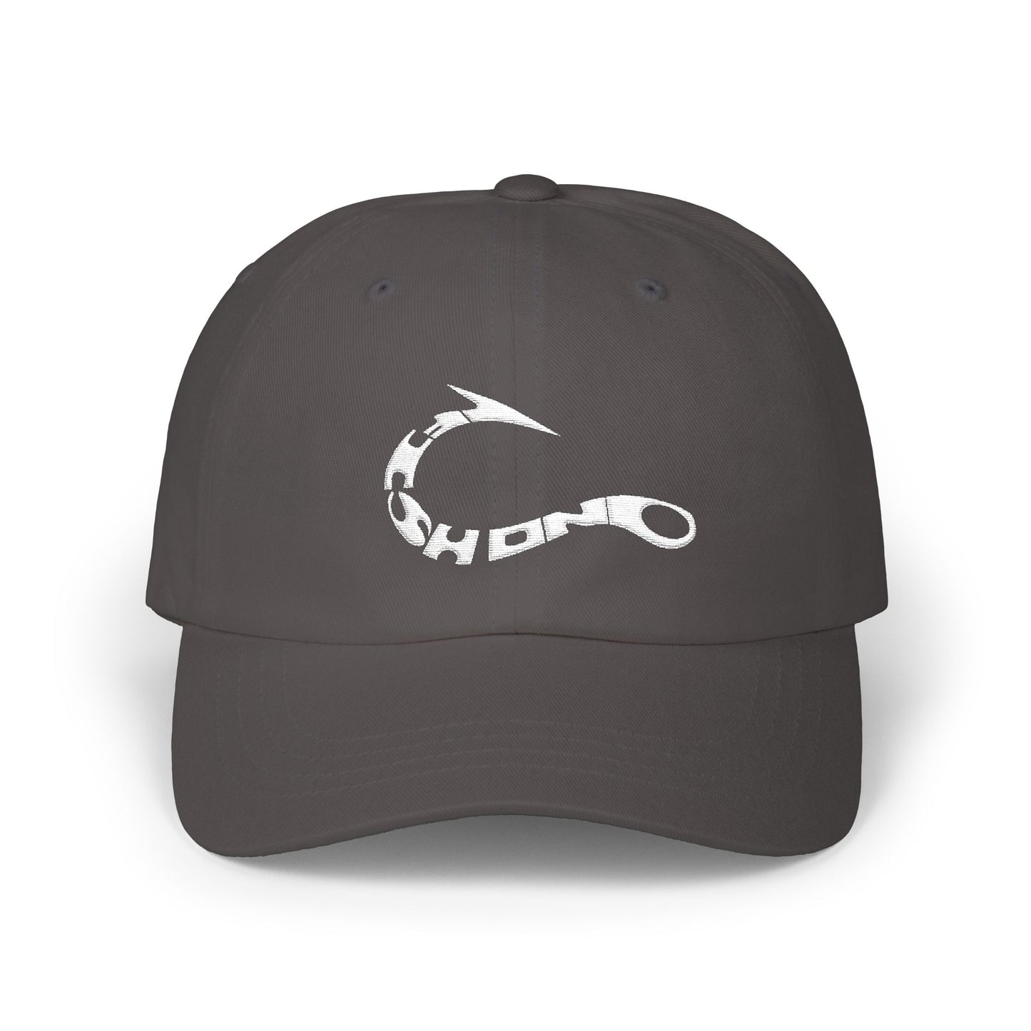 Camo Dad Cap with Distressed Fishing Hook Logo — Classic Outdoor Hat