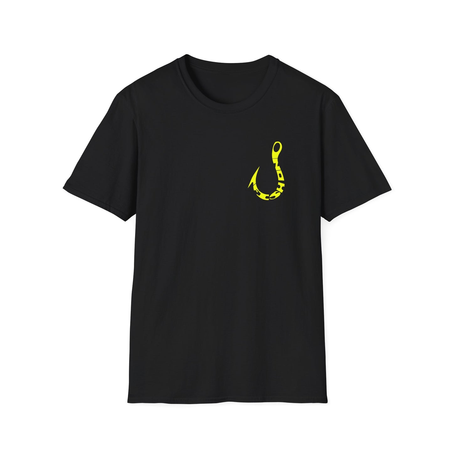Fishing Hook Graphic T-Shirt — Neon Yellow Angler Tee