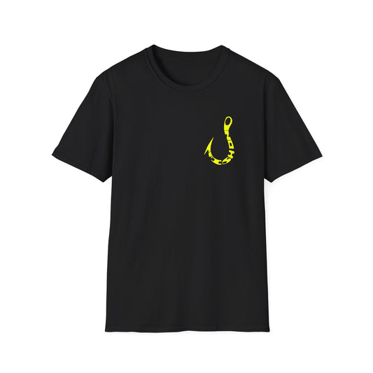 Fishing Hook Graphic T-Shirt — Neon Yellow Angler Tee