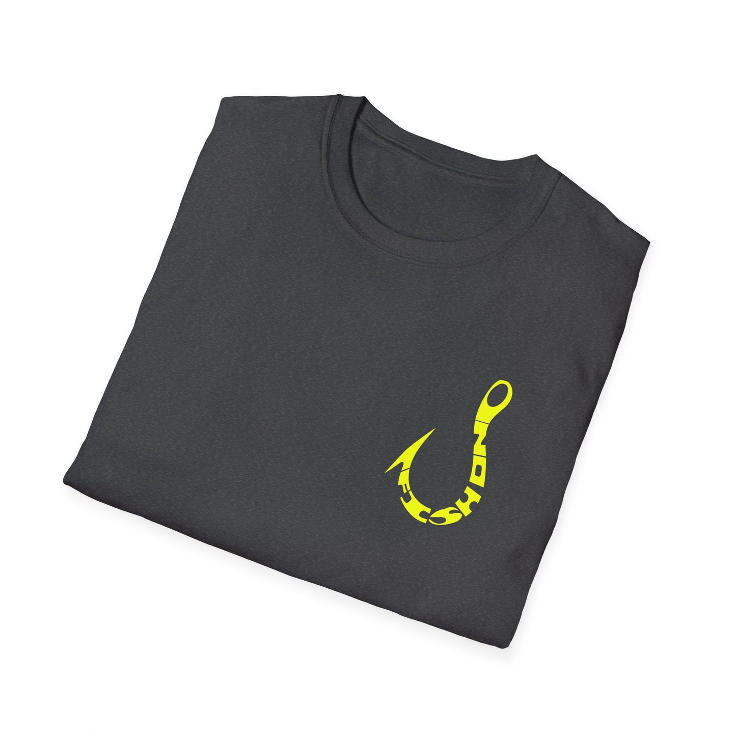Fishing Hook Graphic T-Shirt — Neon Yellow Angler Tee