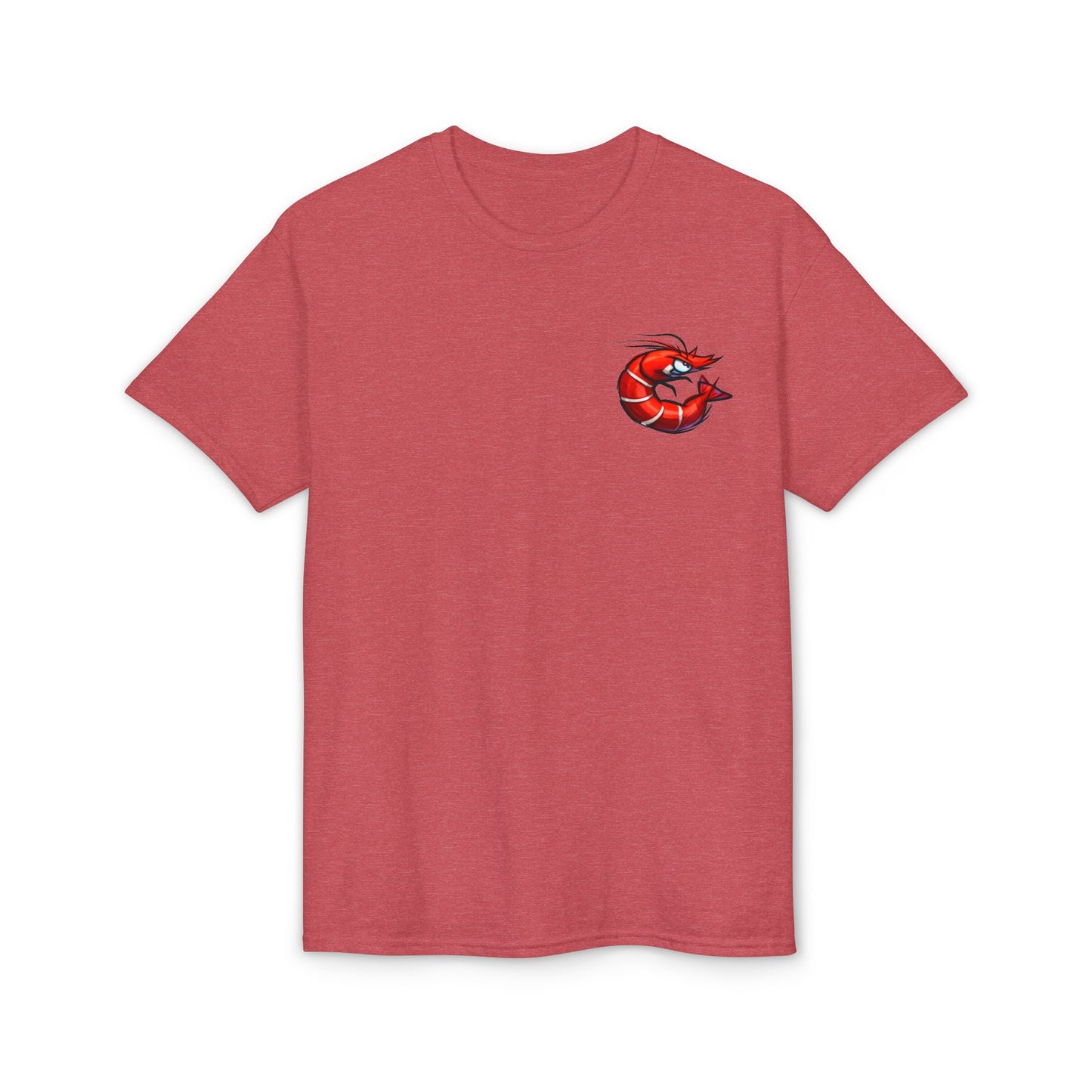 Spicy Shrimp Graphic T-Shirt — Retro Red Prawn Logo Tee