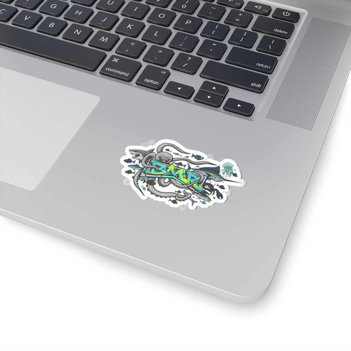 Marine Graffiti Sticker — Ocean Octopus & Shark Kiss-Cut Decal