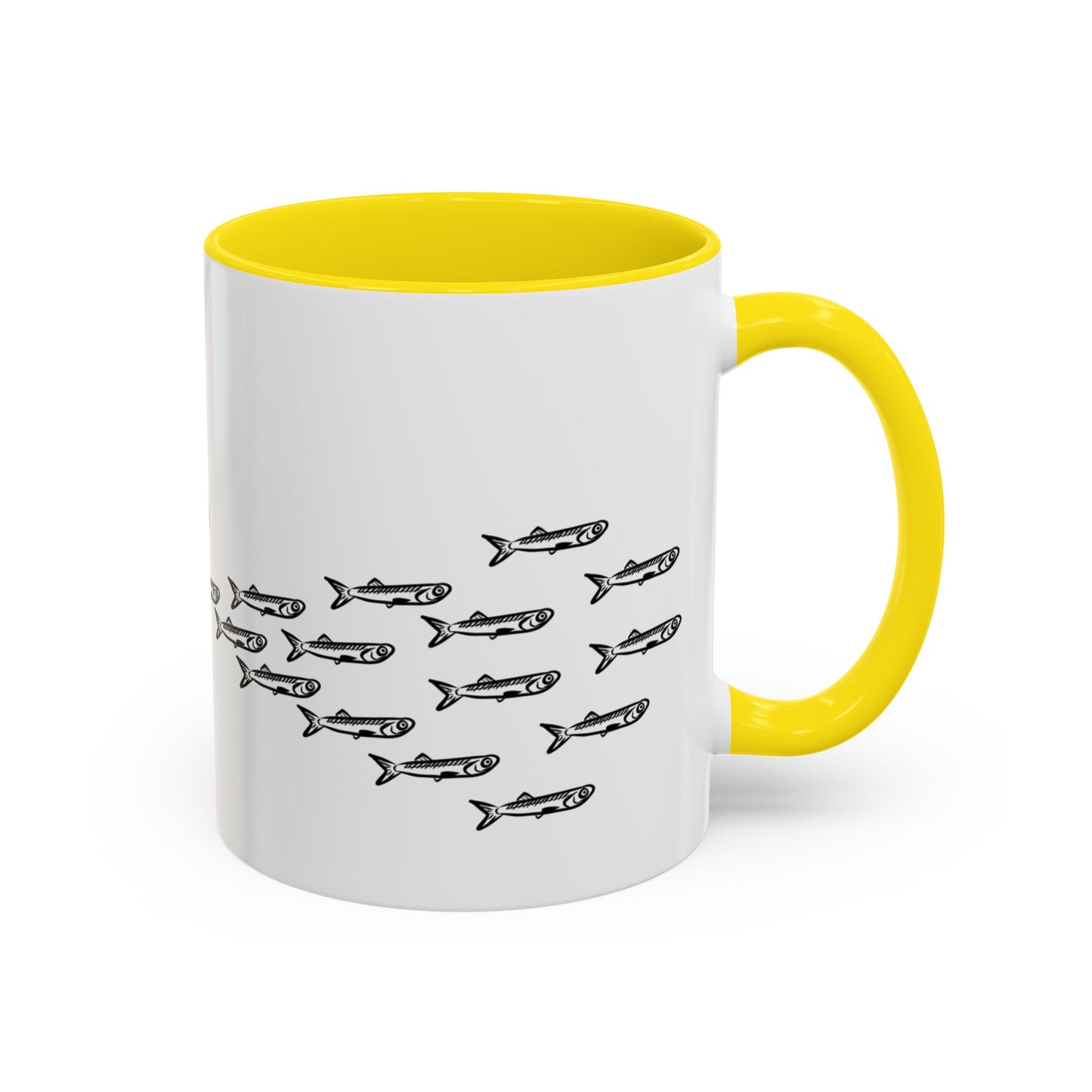 Predator & Prey Coffee Mug — Fish School Design Accent Mug (11/15oz)