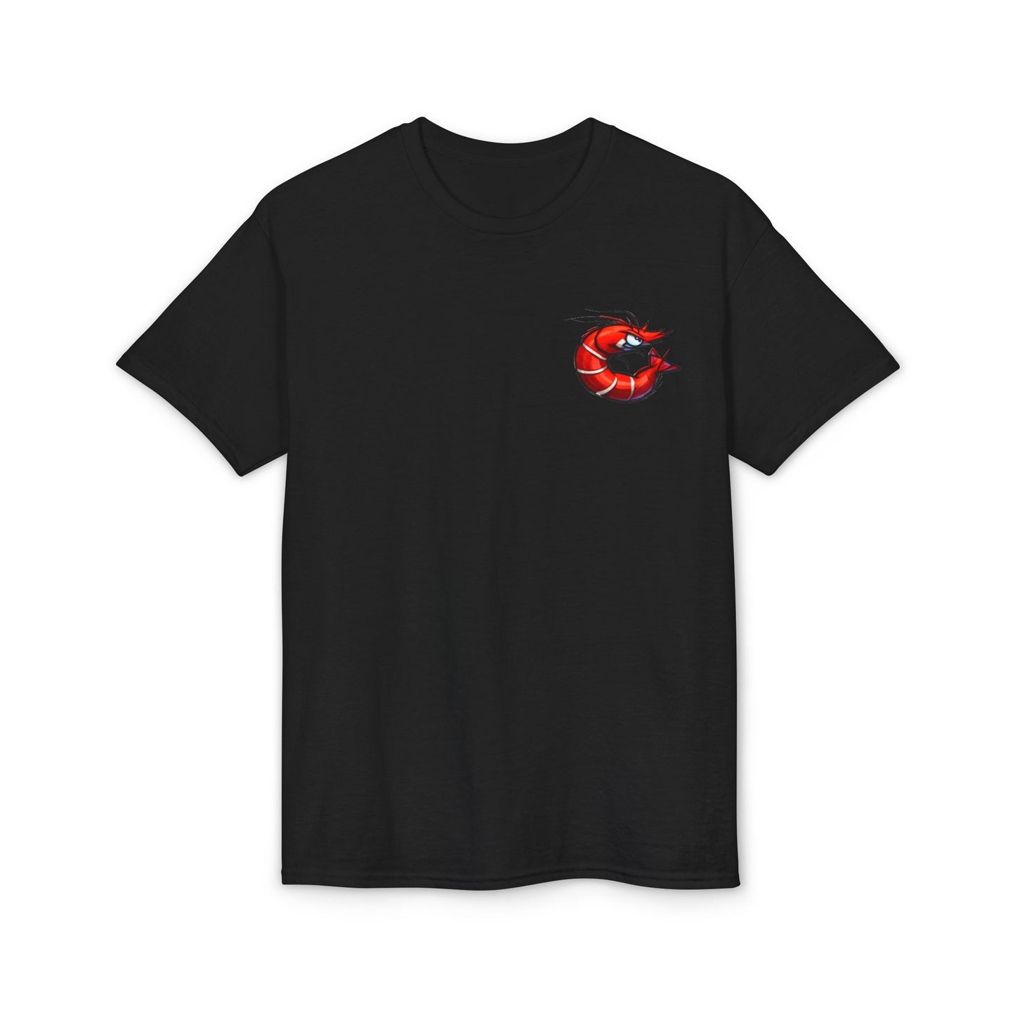 Spicy Shrimp Graphic T-Shirt — Retro Red Prawn Logo Tee