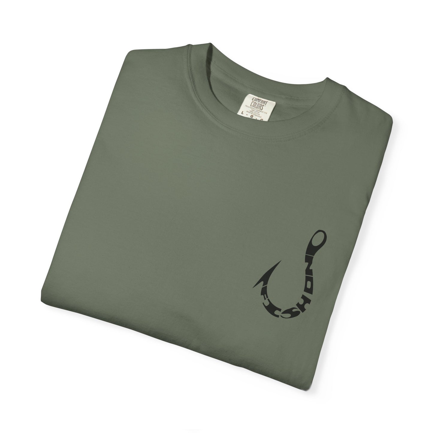 Fishing Hook Graphic T-Shirt — Bold Back Logo & Small Front Pocket Hook