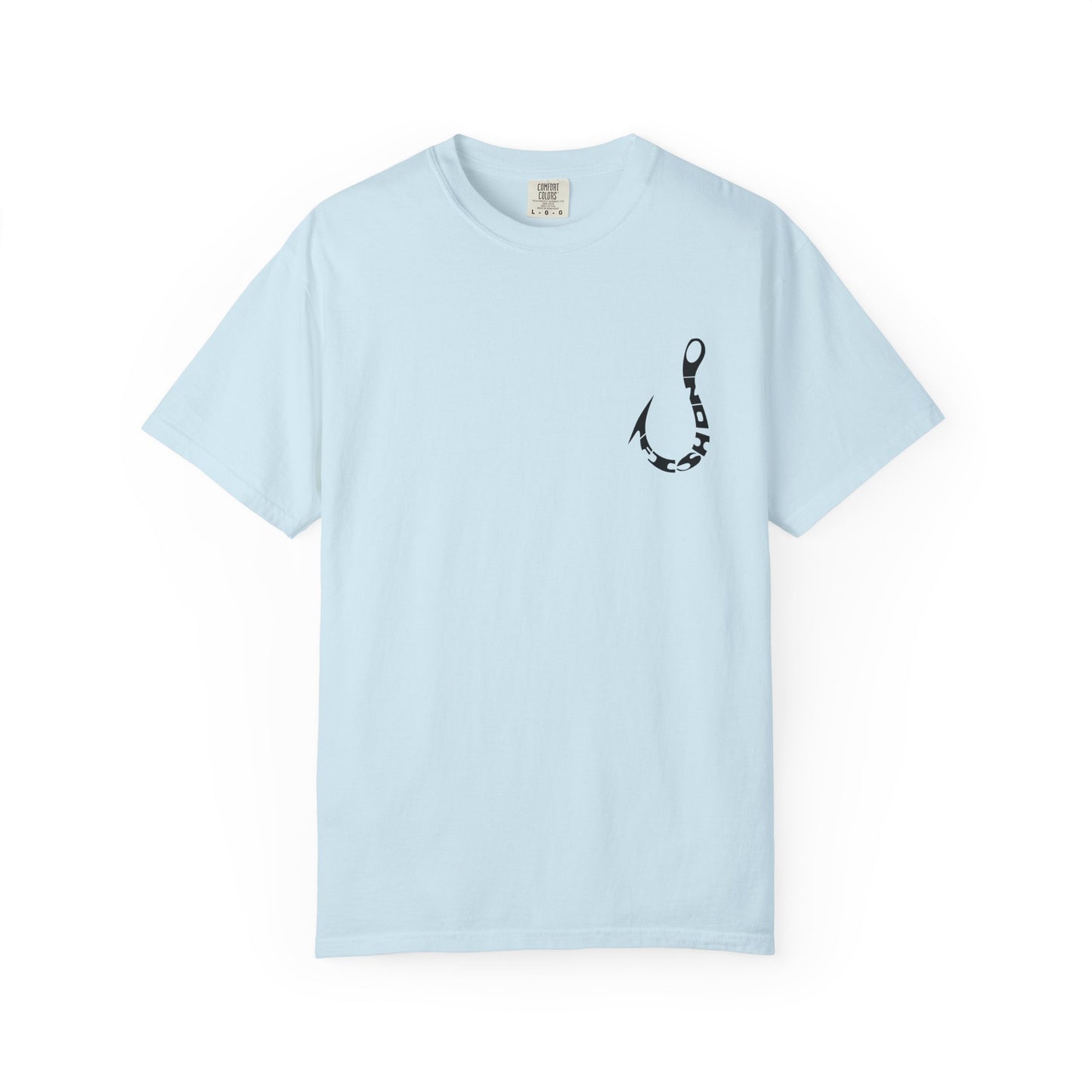 Fishing Hook Graphic T-Shirt — Bold Back Logo & Small Front Pocket Hook