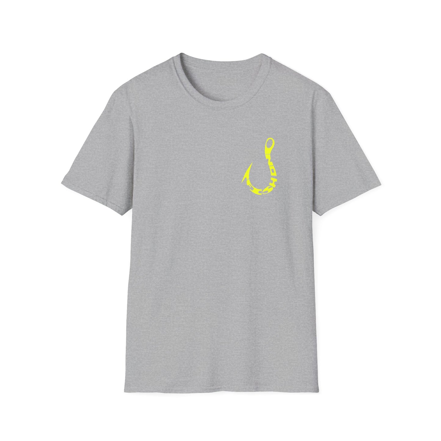 Fishing Hook Graphic T-Shirt — Neon Yellow Angler Tee