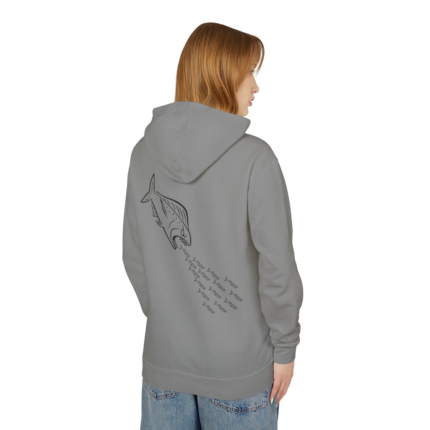 BMR Fishing Hoodie — Retro Script Front & Back Big Fish Graphic