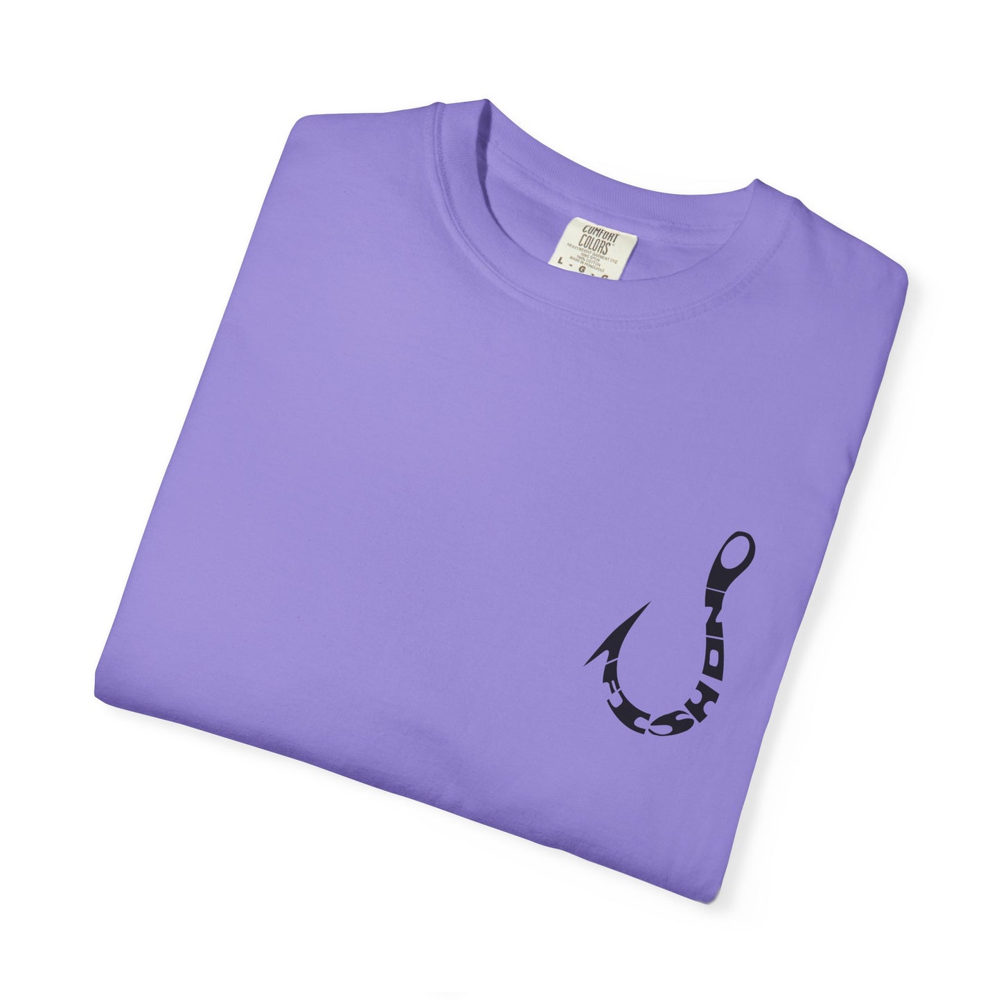 Fishing Hook Graphic T-Shirt — Bold Back Logo & Small Front Pocket Hook