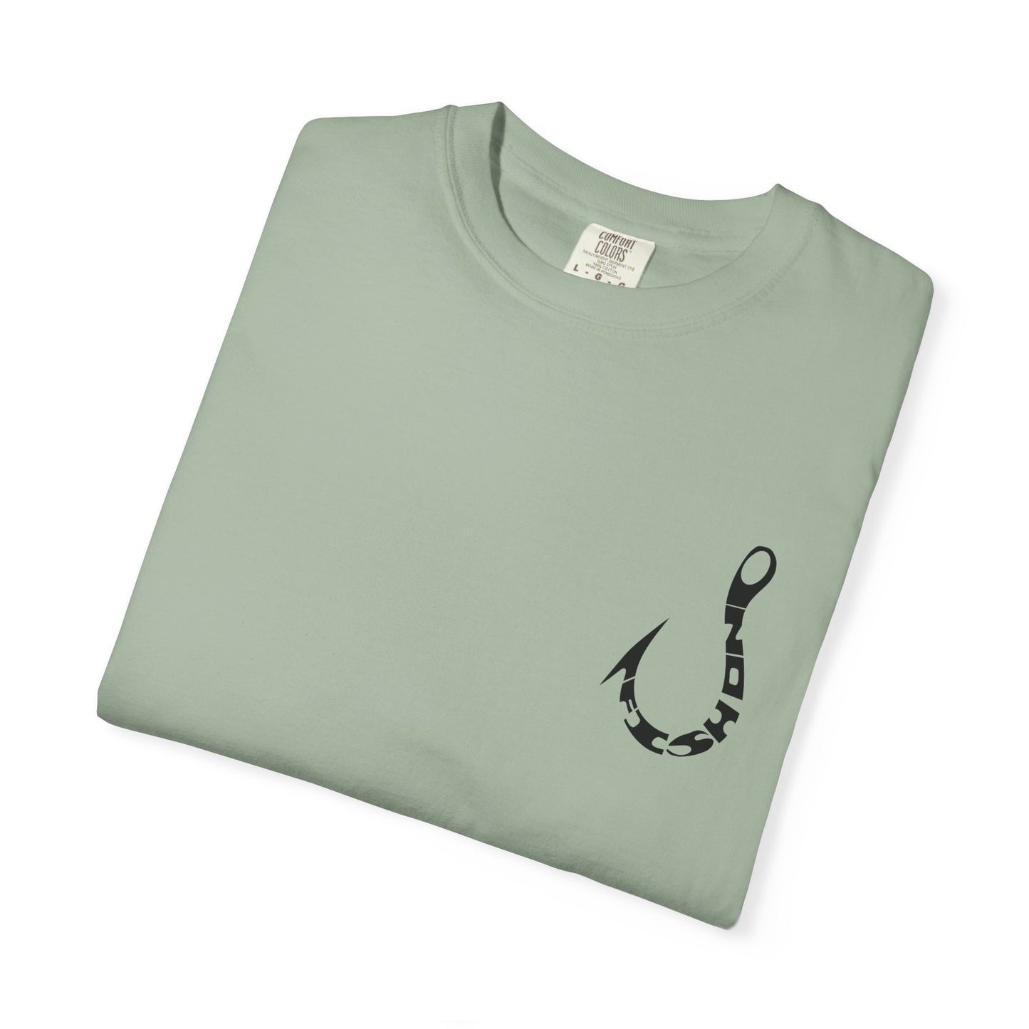 Fishing Hook Graphic T-Shirt — Bold Back Logo & Small Front Pocket Hook