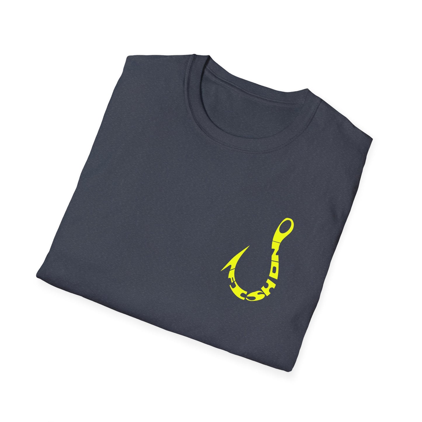 Fishing Hook Graphic T-Shirt — Neon Yellow Angler Tee