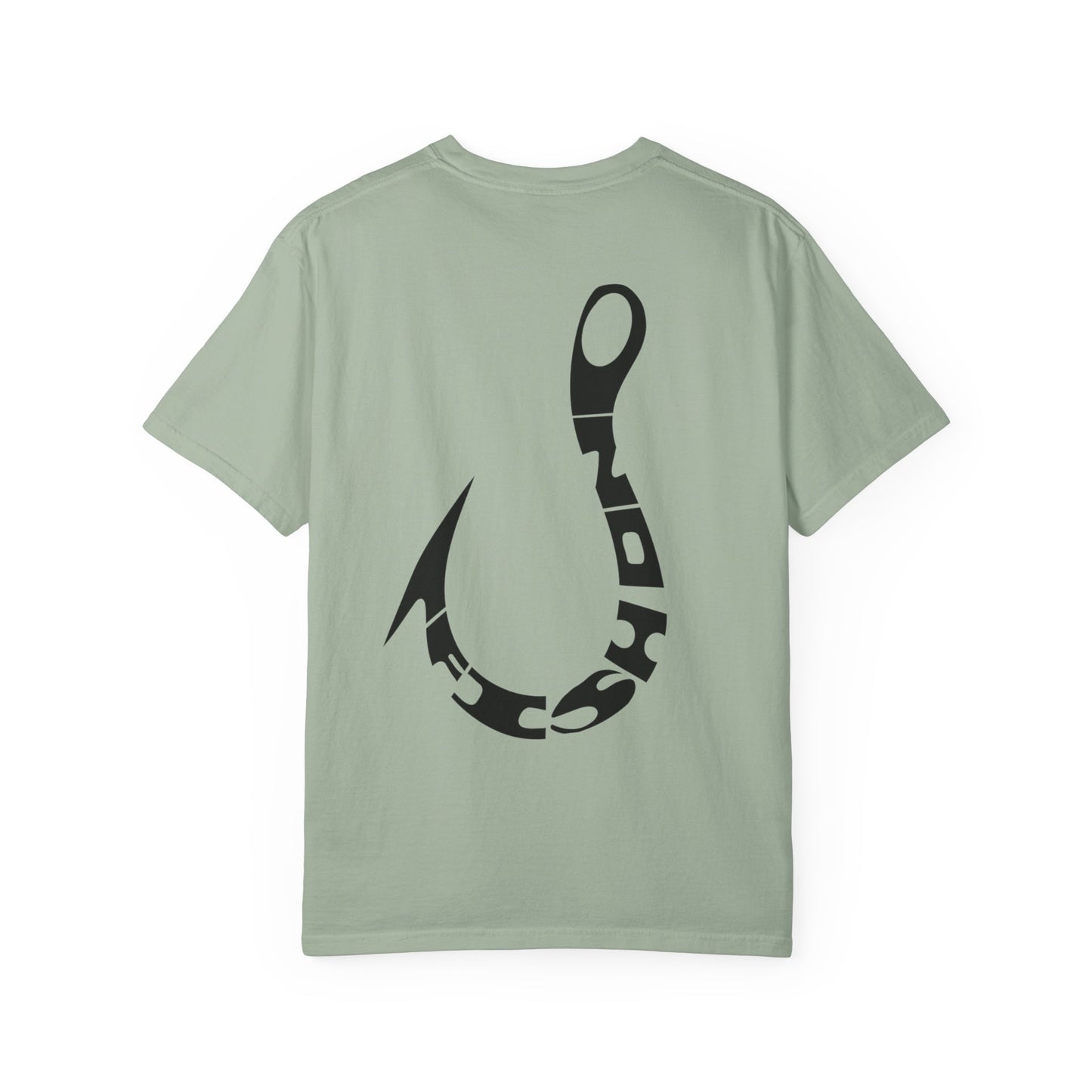 Fishing Hook Graphic T-Shirt — Bold Back Logo & Small Front Pocket Hook