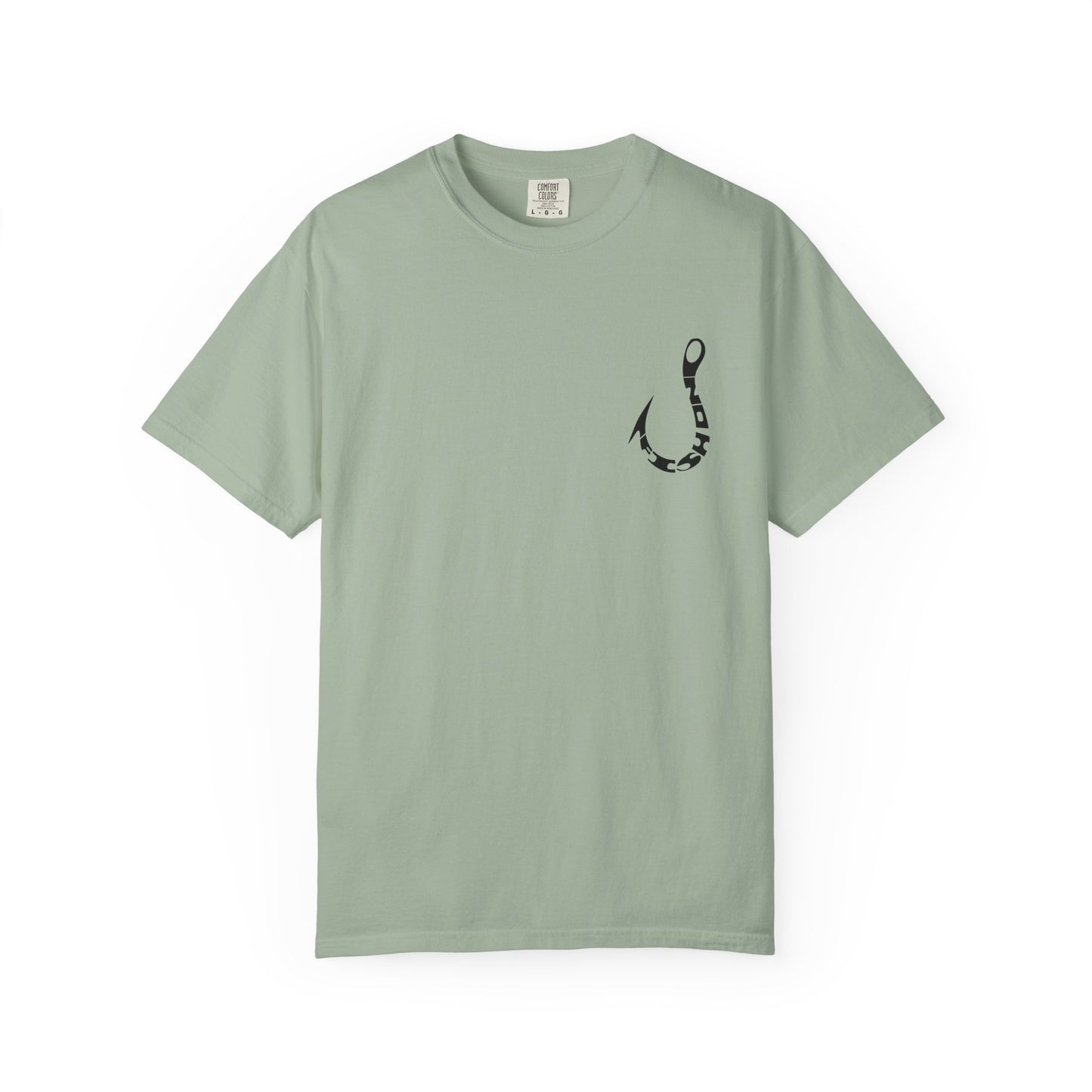 Fishing Hook Graphic T-Shirt — Bold Back Logo & Small Front Pocket Hook