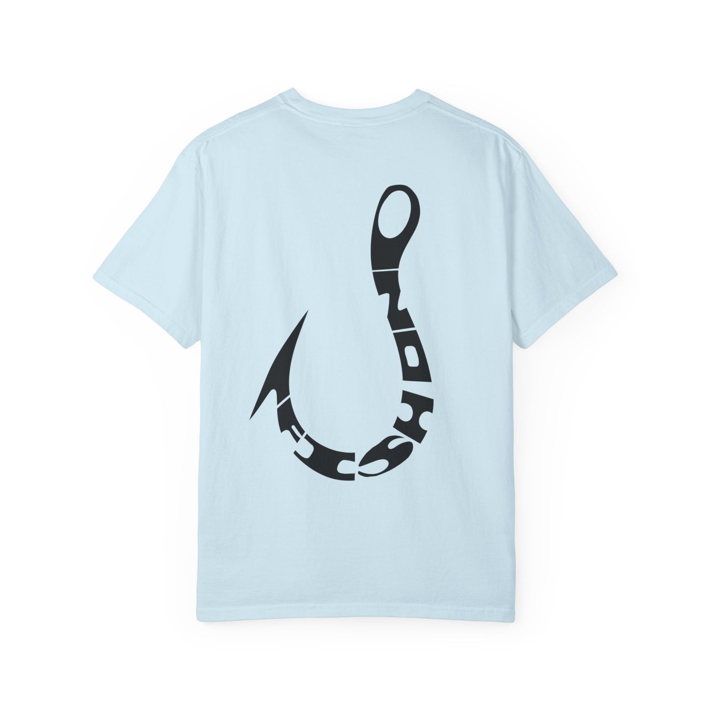 Fishing Hook Graphic T-Shirt — Bold Back Logo & Small Front Pocket Hook