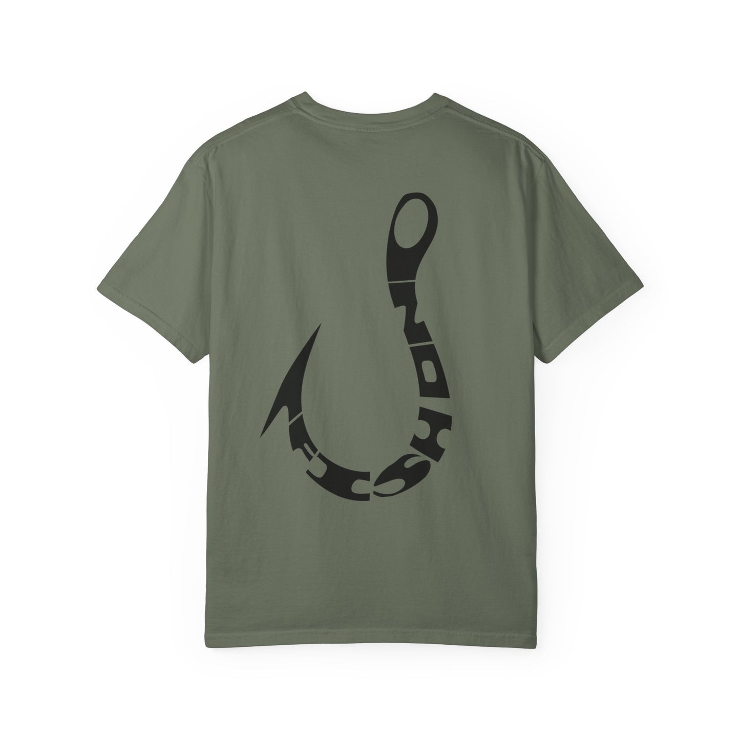 Fishing Hook Graphic T-Shirt — Bold Back Logo & Small Front Pocket Hook