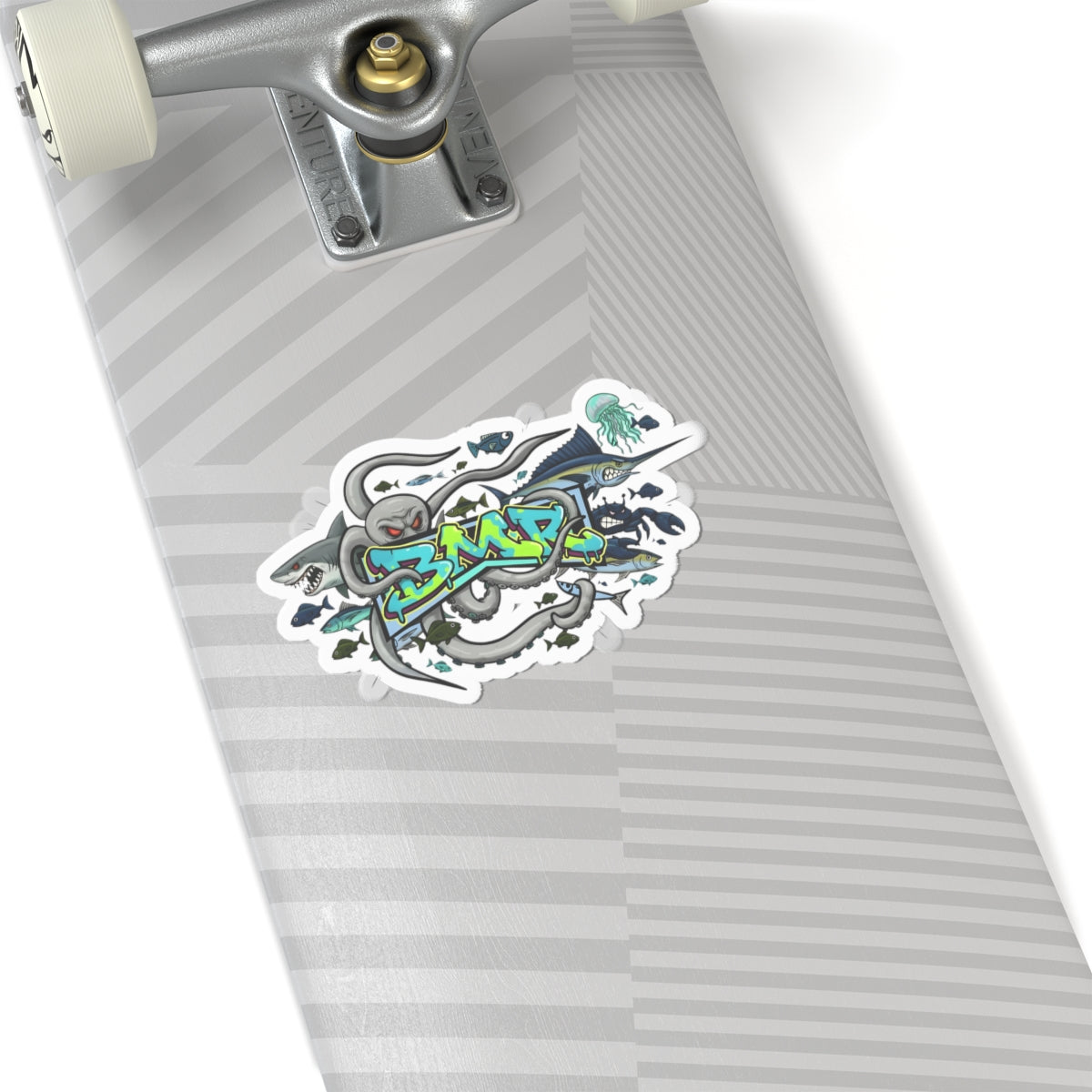 Marine Graffiti Sticker — Ocean Octopus & Shark Kiss-Cut Decal
