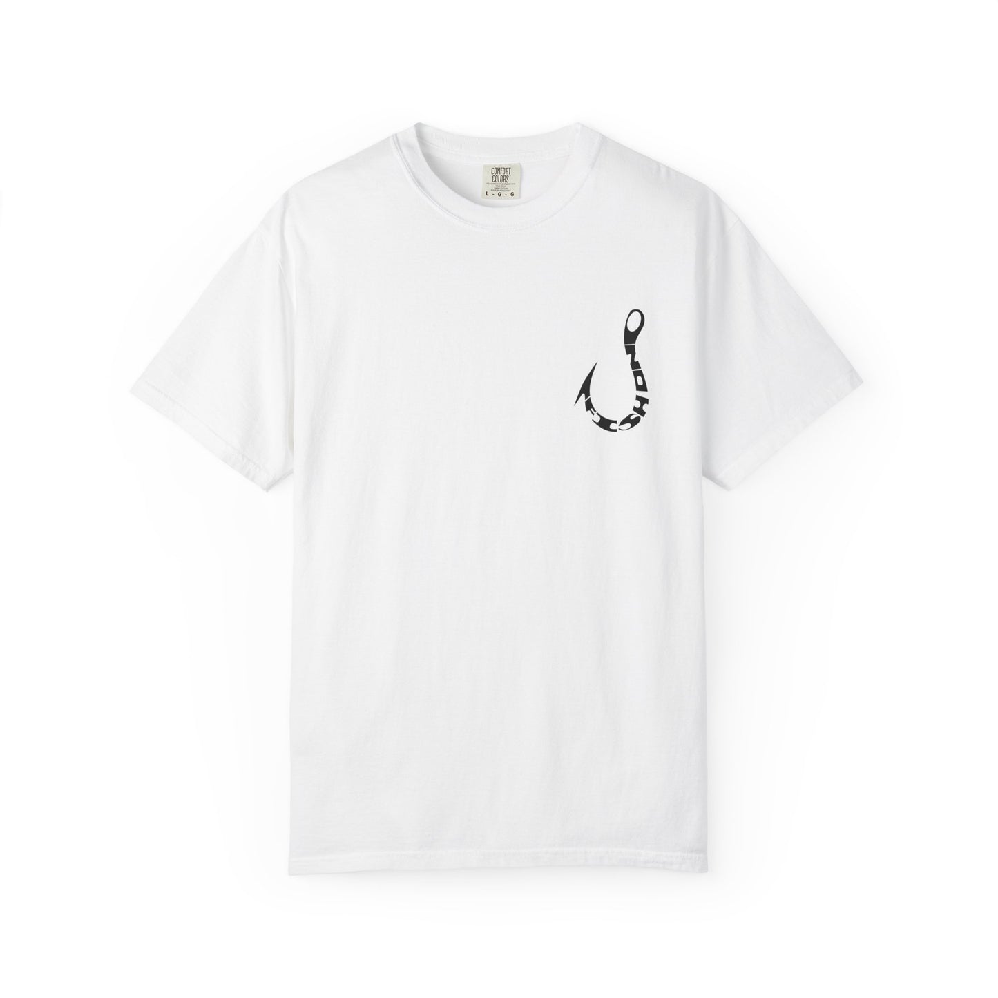 Fishing Hook Graphic T-Shirt — Bold Back Logo & Small Front Pocket Hook